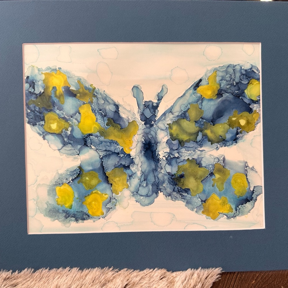 Hand crafted one of a kind abstract butterfly wall decor alcohol ink painting - Picture 4 of 7